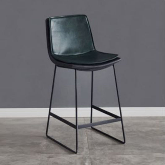 Modern Upholstered Low Back Armless Bar Stools with Metal Base Green 1 Piece Counter Stool(26"H)