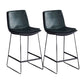 Modern Upholstered Low Back Armless Bar Stools with Metal Base Green 2 Piece Set Counter Stool(26"H) Clearhalo 'Bar Furniture' 'Bar Stools' 'bar_stools' 'furn' 'furn_bar_stools' 'Furniture' 'Kitchen & Dining Furniture' 7636990