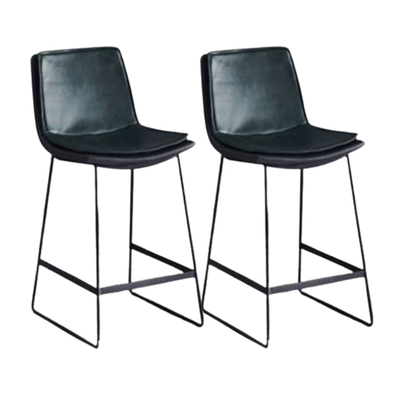 Modern Upholstered Low Back Armless Bar Stools with Metal Base Green 2 Piece Set Counter Stool(26"H) Clearhalo 'Bar Furniture' 'Bar Stools' 'bar_stools' 'furn' 'furn_bar_stools' 'Furniture' 'Kitchen & Dining Furniture' 7636990