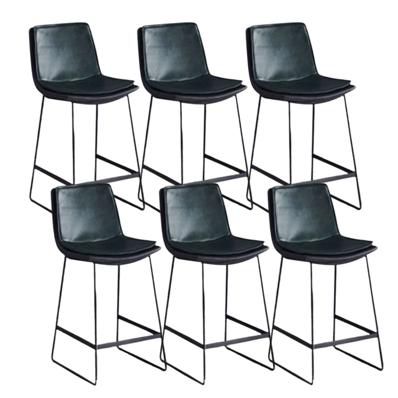 Modern Upholstered Low Back Armless Bar Stools with Metal Base Green 6 Piece Set Counter Stool(26"H) Clearhalo 'Bar Furniture' 'Bar Stools' 'bar_stools' 'furn' 'furn_bar_stools' 'Furniture' 'Kitchen & Dining Furniture' 7636992
