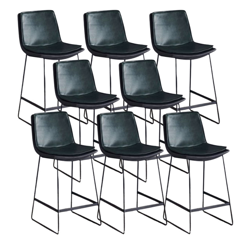 Modern Upholstered Low Back Armless Bar Stools with Metal Base Green 8 Piece Set Counter Stool(26"H) Clearhalo 'Bar Furniture' 'Bar Stools' 'bar_stools' 'furn' 'furn_bar_stools' 'Furniture' 'Kitchen & Dining Furniture' 7636993