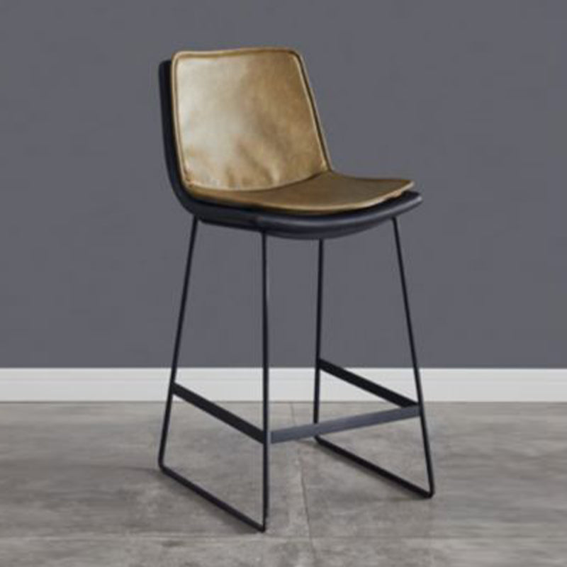 Modern Upholstered Low Back Armless Bar Stools with Metal Base Yellowish Brown 1 Piece Counter Stool(26"H) Clearhalo 'Bar Furniture' 'Bar Stools' 'bar_stools' 'furn' 'furn_bar_stools' 'Furniture' 'Kitchen & Dining Furniture' 7636994