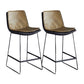 Modern Upholstered Low Back Armless Bar Stools with Metal Base Yellowish Brown 2 Piece Set Counter Stool(26"H) Clearhalo 'Bar Furniture' 'Bar Stools' 'bar_stools' 'furn' 'furn_bar_stools' 'Furniture' 'Kitchen & Dining Furniture' 7636995