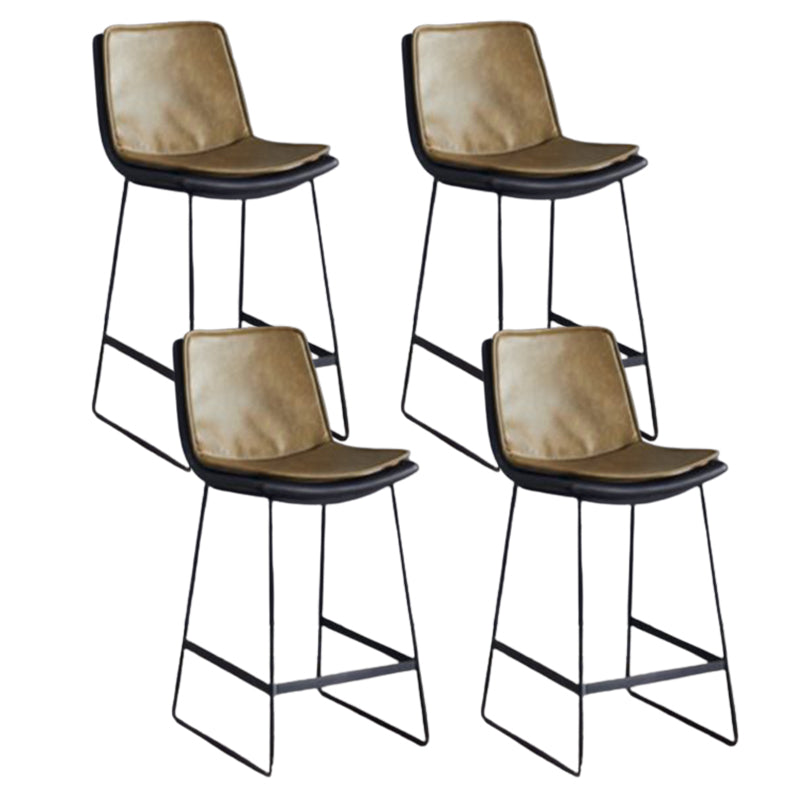 Modern Upholstered Low Back Armless Bar Stools with Metal Base Yellowish Brown 4 Piece Set Counter Stool(26"H) Clearhalo 'Bar Furniture' 'Bar Stools' 'bar_stools' 'furn' 'furn_bar_stools' 'Furniture' 'Kitchen & Dining Furniture' 7636996