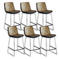 Modern Upholstered Low Back Armless Bar Stools with Metal Base Yellowish Brown 6 Piece Set Counter Stool(26"H) Clearhalo 'Bar Furniture' 'Bar Stools' 'bar_stools' 'furn' 'furn_bar_stools' 'Furniture' 'Kitchen & Dining Furniture' 7636997