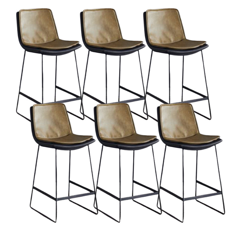 Modern Upholstered Low Back Armless Bar Stools with Metal Base Yellowish Brown 6 Piece Set Counter Stool(26"H) Clearhalo 'Bar Furniture' 'Bar Stools' 'bar_stools' 'furn' 'furn_bar_stools' 'Furniture' 'Kitchen & Dining Furniture' 7636997