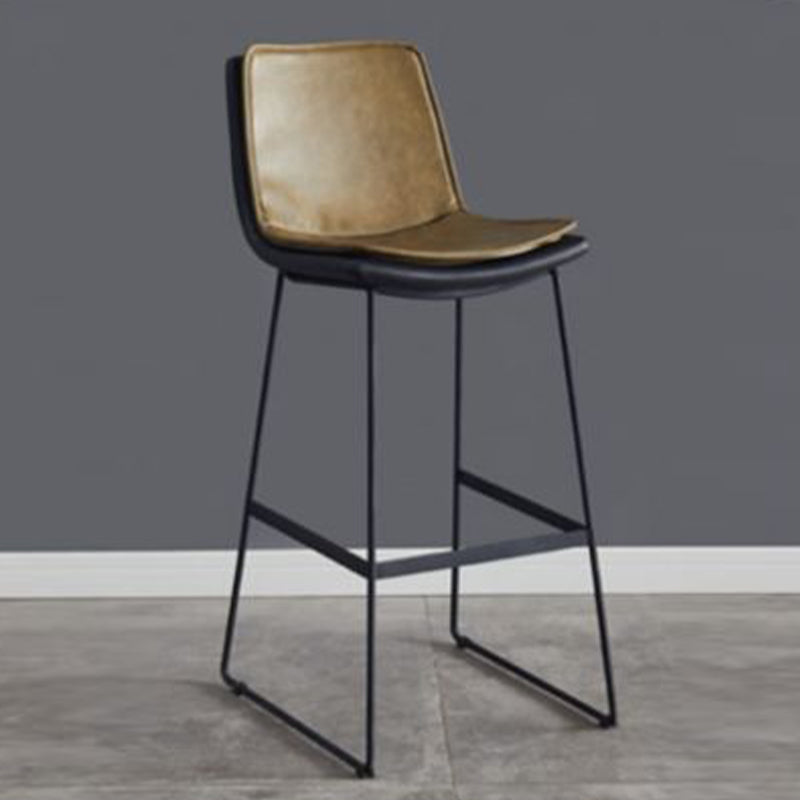 Modern Upholstered Low Back Armless Bar Stools with Metal Base Yellowish Brown 1 Piece Bar Stool(30"H) Clearhalo 'Bar Furniture' 'Bar Stools' 'bar_stools' 'furn' 'furn_bar_stools' 'Furniture' 'Kitchen & Dining Furniture' 7636999
