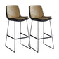 Modern Upholstered Low Back Armless Bar Stools with Metal Base Yellowish Brown 2 Piece Set Bar Stool(30"H) Clearhalo 'Bar Furniture' 'Bar Stools' 'bar_stools' 'furn' 'furn_bar_stools' 'Furniture' 'Kitchen & Dining Furniture' 7637000
