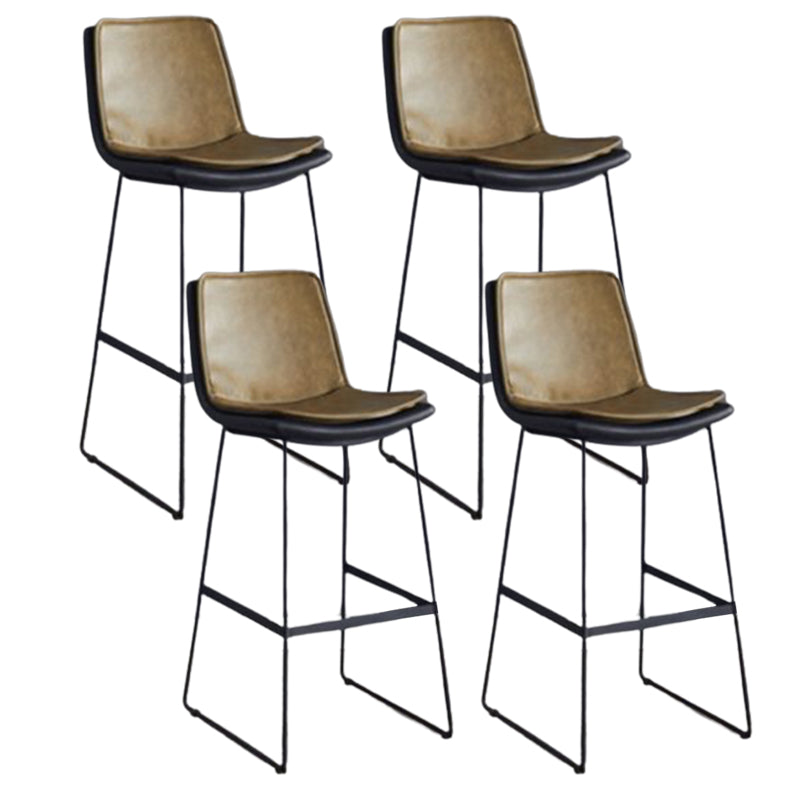 Modern Upholstered Low Back Armless Bar Stools with Metal Base Yellowish Brown 4 Piece Set Bar Stool(30"H) Clearhalo 'Bar Furniture' 'Bar Stools' 'bar_stools' 'furn' 'furn_bar_stools' 'Furniture' 'Kitchen & Dining Furniture' 7637001