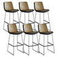 Modern Upholstered Low Back Armless Bar Stools with Metal Base Yellowish Brown 6 Piece Set Bar Stool(30"H) Clearhalo 'Bar Furniture' 'Bar Stools' 'bar_stools' 'furn' 'furn_bar_stools' 'Furniture' 'Kitchen & Dining Furniture' 7637002