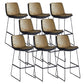 Modern Upholstered Low Back Armless Bar Stools with Metal Base Yellowish Brown 8 Piece Set Bar Stool(30"H) Clearhalo 'Bar Furniture' 'Bar Stools' 'bar_stools' 'furn' 'furn_bar_stools' 'Furniture' 'Kitchen & Dining Furniture' 7637003