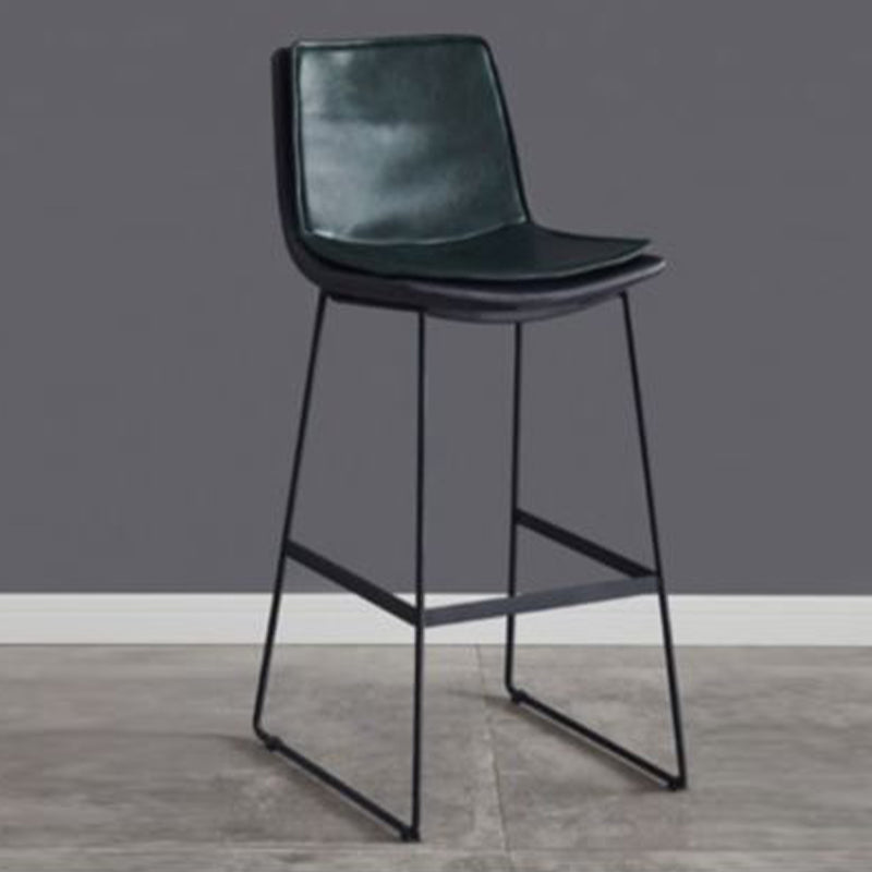 Modern Upholstered Low Back Armless Bar Stools with Metal Base Green 1 Piece Bar Stool(30"H) Clearhalo 'Bar Furniture' 'Bar Stools' 'bar_stools' 'furn' 'furn_bar_stools' 'Furniture' 'Kitchen & Dining Furniture' 7637004