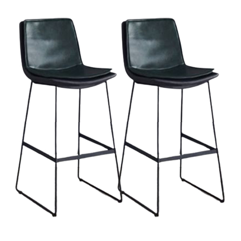 Modern Upholstered Low Back Armless Bar Stools with Metal Base Green 2 Piece Set Bar Stool(30"H) Clearhalo 'Bar Furniture' 'Bar Stools' 'bar_stools' 'furn' 'furn_bar_stools' 'Furniture' 'Kitchen & Dining Furniture' 7637005