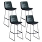 Modern Upholstered Low Back Armless Bar Stools with Metal Base Green 4 Piece Set Bar Stool(30"H) Clearhalo 'Bar Furniture' 'Bar Stools' 'bar_stools' 'furn' 'furn_bar_stools' 'Furniture' 'Kitchen & Dining Furniture' 7637006