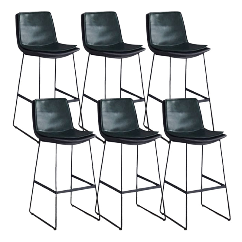 Modern Upholstered Low Back Armless Bar Stools with Metal Base Green 6 Piece Set Bar Stool(30"H) Clearhalo 'Bar Furniture' 'Bar Stools' 'bar_stools' 'furn' 'furn_bar_stools' 'Furniture' 'Kitchen & Dining Furniture' 7637007