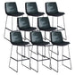 Modern Upholstered Low Back Armless Bar Stools with Metal Base Green 8 Piece Set Bar Stool(30"H) Clearhalo 'Bar Furniture' 'Bar Stools' 'bar_stools' 'furn' 'furn_bar_stools' 'Furniture' 'Kitchen & Dining Furniture' 7637008