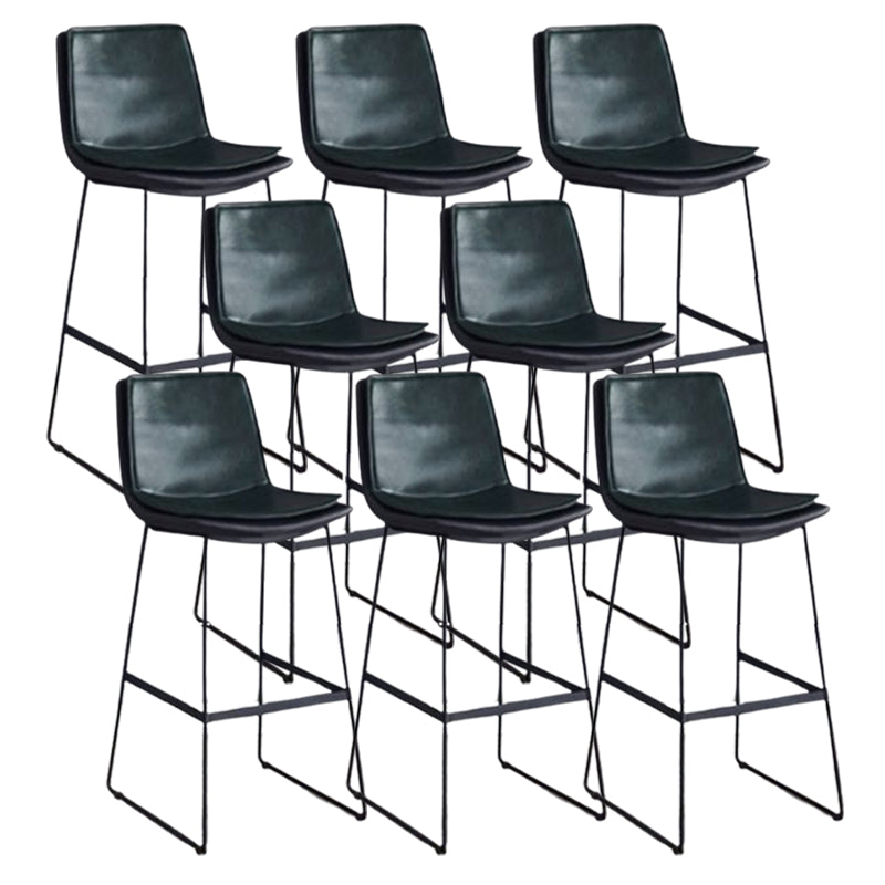 Modern Upholstered Low Back Armless Bar Stools with Metal Base Green 8 Piece Set Bar Stool(30"H) Clearhalo 'Bar Furniture' 'Bar Stools' 'bar_stools' 'furn' 'furn_bar_stools' 'Furniture' 'Kitchen & Dining Furniture' 7637008
