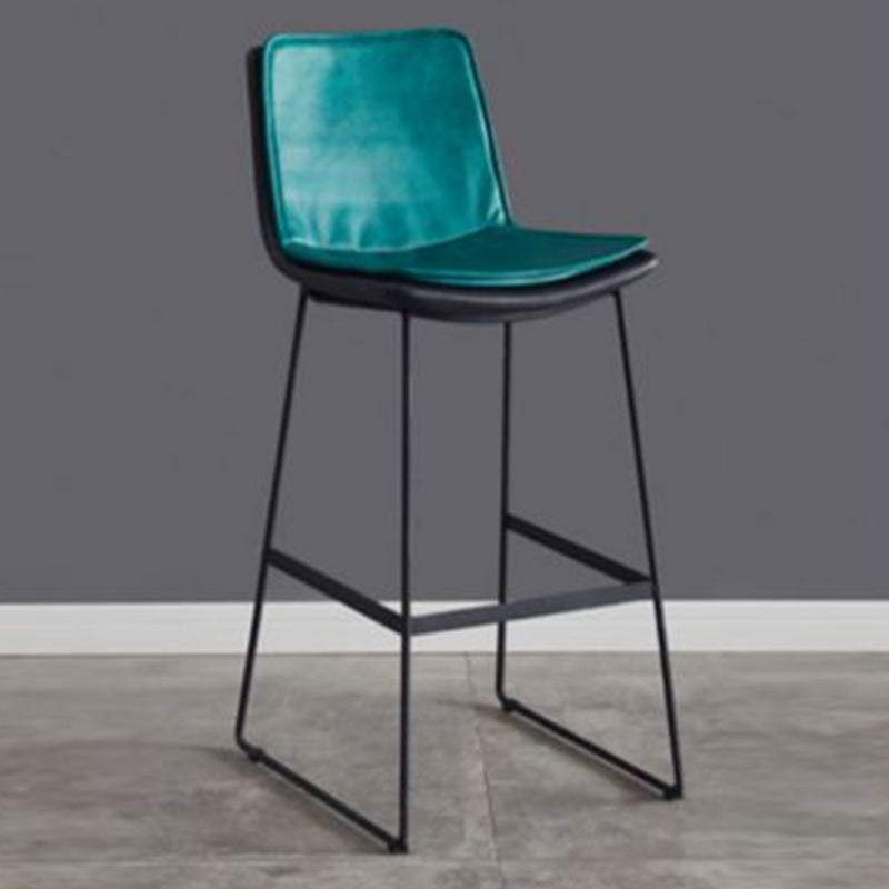 Modern Upholstered Low Back Armless Bar Stools with Metal Base Blue 1 Piece Bar Stool(30"H) Clearhalo 'Bar Furniture' 'Bar Stools' 'bar_stools' 'furn' 'furn_bar_stools' 'Furniture' 'Kitchen & Dining Furniture' 7637009