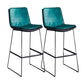 Modern Upholstered Low Back Armless Bar Stools with Metal Base Blue 2 Piece Set Bar Stool(30"H) Clearhalo 'Bar Furniture' 'Bar Stools' 'bar_stools' 'furn' 'furn_bar_stools' 'Furniture' 'Kitchen & Dining Furniture' 7637010