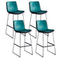 Modern Upholstered Low Back Armless Bar Stools with Metal Base Blue 4 Piece Set Bar Stool(30"H) Clearhalo 'Bar Furniture' 'Bar Stools' 'bar_stools' 'furn' 'furn_bar_stools' 'Furniture' 'Kitchen & Dining Furniture' 7637011