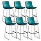 Modern Upholstered Low Back Armless Bar Stools with Metal Base Blue 6 Piece Set Bar Stool(30"H) Clearhalo 'Bar Furniture' 'Bar Stools' 'bar_stools' 'furn' 'furn_bar_stools' 'Furniture' 'Kitchen & Dining Furniture' 7637012