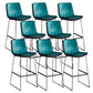 Modern Upholstered Low Back Armless Bar Stools with Metal Base Blue 8 Piece Set Bar Stool(30"H) Clearhalo 'Bar Furniture' 'Bar Stools' 'bar_stools' 'furn' 'furn_bar_stools' 'Furniture' 'Kitchen & Dining Furniture' 7637013