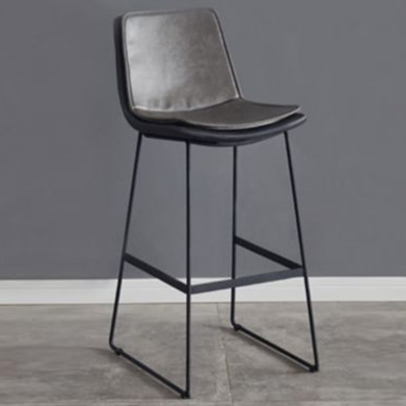Modern Upholstered Low Back Armless Bar Stools with Metal Base Gray 1 Piece Bar Stool(30"H) Clearhalo 'Bar Furniture' 'Bar Stools' 'bar_stools' 'furn' 'furn_bar_stools' 'Furniture' 'Kitchen & Dining Furniture' 7637014