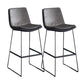 Modern Upholstered Low Back Armless Bar Stools with Metal Base Gray 2 Piece Set Bar Stool(30"H) Clearhalo 'Bar Furniture' 'Bar Stools' 'bar_stools' 'furn' 'furn_bar_stools' 'Furniture' 'Kitchen & Dining Furniture' 7637015