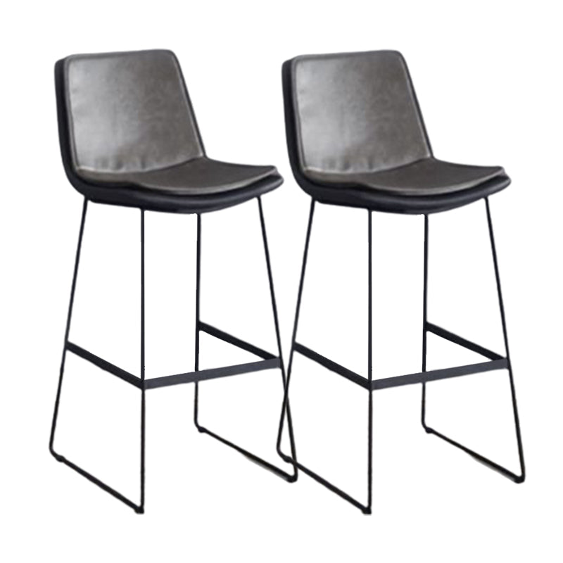 Modern Upholstered Low Back Armless Bar Stools with Metal Base Gray 2 Piece Set Bar Stool(30"H) Clearhalo 'Bar Furniture' 'Bar Stools' 'bar_stools' 'furn' 'furn_bar_stools' 'Furniture' 'Kitchen & Dining Furniture' 7637015