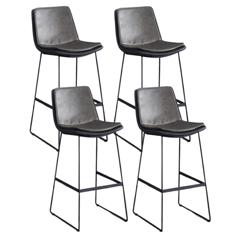Modern Upholstered Low Back Armless Bar Stools with Metal Base Gray 4 Piece Set Bar Stool(30"H) Clearhalo 'Bar Furniture' 'Bar Stools' 'bar_stools' 'furn' 'furn_bar_stools' 'Furniture' 'Kitchen & Dining Furniture' 7637016