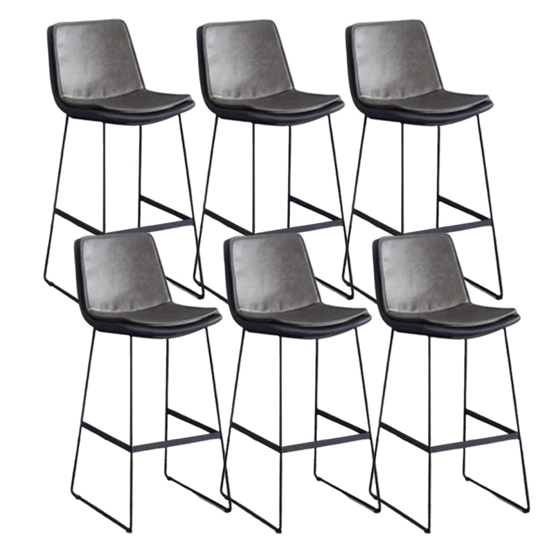 Modern Upholstered Low Back Armless Bar Stools with Metal Base Gray 6 Piece Set Bar Stool(30"H) Clearhalo 'Bar Furniture' 'Bar Stools' 'bar_stools' 'furn' 'furn_bar_stools' 'Furniture' 'Kitchen & Dining Furniture' 7637017