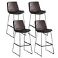Modern Upholstered Low Back Armless Bar Stools with Metal Base Brown 4 Piece Set Bar Stool(30"H) Clearhalo 'Bar Furniture' 'Bar Stools' 'bar_stools' 'furn' 'furn_bar_stools' 'Furniture' 'Kitchen & Dining Furniture' 7637021