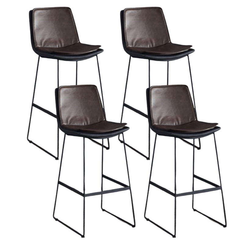 Modern Upholstered Low Back Armless Bar Stools with Metal Base Brown 4 Piece Set Bar Stool(30"H) Clearhalo 'Bar Furniture' 'Bar Stools' 'bar_stools' 'furn' 'furn_bar_stools' 'Furniture' 'Kitchen & Dining Furniture' 7637021
