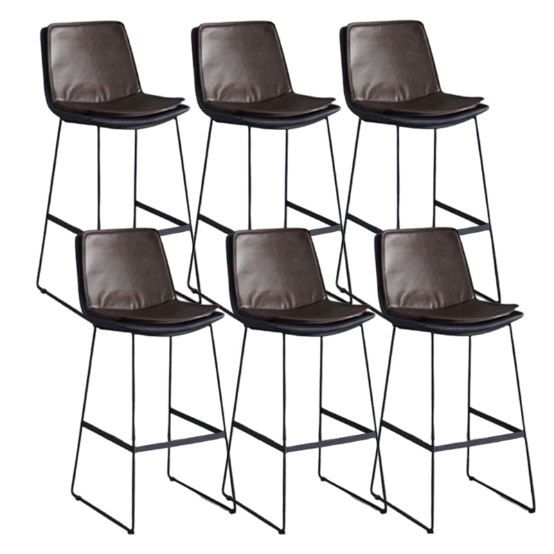 Modern Upholstered Low Back Armless Bar Stools with Metal Base Brown 6 Piece Set Bar Stool(30"H) Clearhalo 'Bar Furniture' 'Bar Stools' 'bar_stools' 'furn' 'furn_bar_stools' 'Furniture' 'Kitchen & Dining Furniture' 7637022