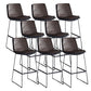 Modern Upholstered Low Back Armless Bar Stools with Metal Base Brown 8 Piece Set Bar Stool(30"H) Clearhalo 'Bar Furniture' 'Bar Stools' 'bar_stools' 'furn' 'furn_bar_stools' 'Furniture' 'Kitchen & Dining Furniture' 7637023
