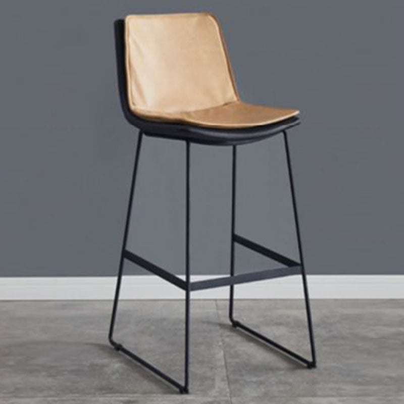Modern Upholstered Low Back Armless Bar Stools with Metal Base Yellow 1 Piece Bar Stool(30"H) Clearhalo 'Bar Furniture' 'Bar Stools' 'bar_stools' 'furn' 'furn_bar_stools' 'Furniture' 'Kitchen & Dining Furniture' 7637024