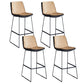 Modern Upholstered Low Back Armless Bar Stools with Metal Base Yellow 4 Piece Set Bar Stool(30"H) Clearhalo 'Bar Furniture' 'Bar Stools' 'bar_stools' 'furn' 'furn_bar_stools' 'Furniture' 'Kitchen & Dining Furniture' 7637026