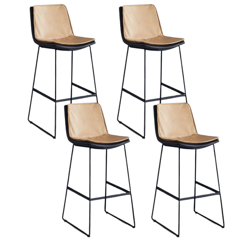 Modern Upholstered Low Back Armless Bar Stools with Metal Base Yellow 4 Piece Set Bar Stool(30"H) Clearhalo 'Bar Furniture' 'Bar Stools' 'bar_stools' 'furn' 'furn_bar_stools' 'Furniture' 'Kitchen & Dining Furniture' 7637026