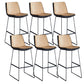 Modern Upholstered Low Back Armless Bar Stools with Metal Base Yellow 6 Piece Set Bar Stool(30"H) Clearhalo 'Bar Furniture' 'Bar Stools' 'bar_stools' 'furn' 'furn_bar_stools' 'Furniture' 'Kitchen & Dining Furniture' 7637027