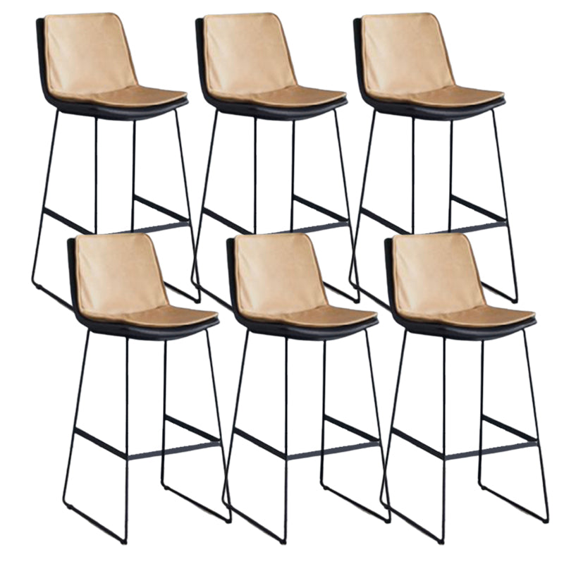 Modern Upholstered Low Back Armless Bar Stools with Metal Base Yellow 6 Piece Set Bar Stool(30"H) Clearhalo 'Bar Furniture' 'Bar Stools' 'bar_stools' 'furn' 'furn_bar_stools' 'Furniture' 'Kitchen & Dining Furniture' 7637027