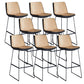 Modern Upholstered Low Back Armless Bar Stools with Metal Base Yellow 8 Piece Set Bar Stool(30"H) Clearhalo 'Bar Furniture' 'Bar Stools' 'bar_stools' 'furn' 'furn_bar_stools' 'Furniture' 'Kitchen & Dining Furniture' 7637028