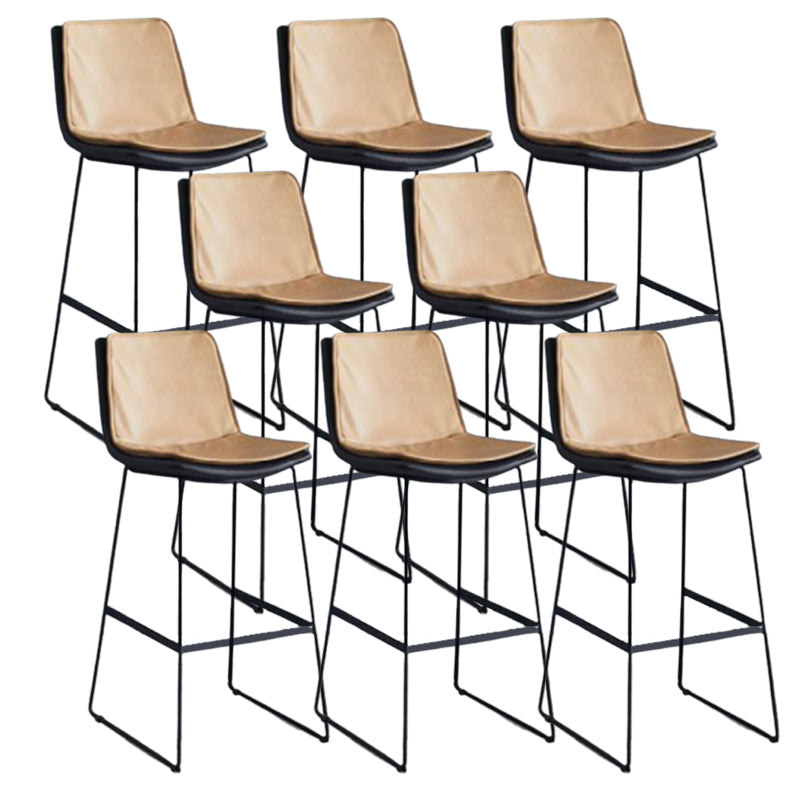 Modern Upholstered Low Back Armless Bar Stools with Metal Base Yellow 8 Piece Set Bar Stool(30"H) Clearhalo 'Bar Furniture' 'Bar Stools' 'bar_stools' 'furn' 'furn_bar_stools' 'Furniture' 'Kitchen & Dining Furniture' 7637028