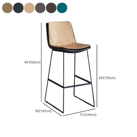Modern Upholstered Low Back Armless Bar Stools with Metal Base Clearhalo 'Bar Furniture' 'Bar Stools' 'bar_stools' 'furn' 'furn_bar_stools' 'Furniture' 'Kitchen & Dining Furniture' 7637030