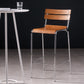 Contemporary Solid Wood Backrest Counter High Stool with Metal 4 Legs