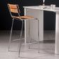 Contemporary Solid Wood Backrest Counter High Stool with Metal 4 Legs