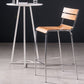 Contemporary Solid Wood Backrest Counter High Stool with Metal 4 Legs
