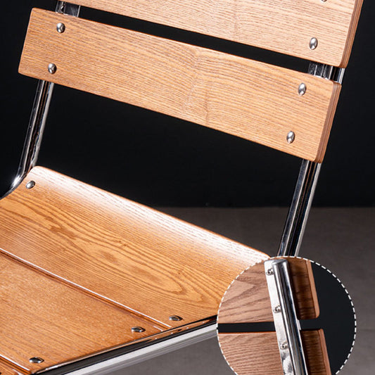 Tabouret haut de contre-dos en bois massif contemporain avec 4 jambes en métal
