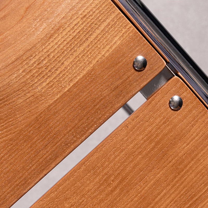 Contemporary Solid Wood Backrest Counter High Stool with Metal 4 Legs