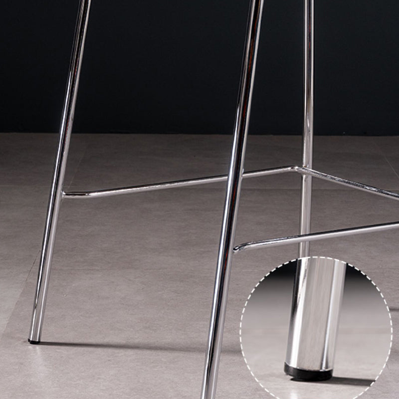 Contemporary Solid Wood Backrest Counter High Stool with Metal 4 Legs