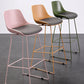 Contemporary Upholstered Backrest Armless Bar Stools with Metal Base